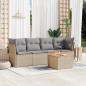 Preview: ARDEBO.de - 5-tlg. Garten-Sofagarnitur mit Kissen Beige Poly Rattan