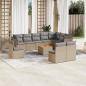 Preview: ARDEBO.de - 11-tlg. Garten-Sofagarnitur mit Kissen Beige Poly Rattan