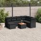 Preview: ARDEBO.de - 8-tlg. Garten-Sofagarnitur mit Kissen Schwarz Poly Rattan