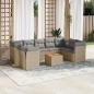 Preview: ARDEBO.de - 10-tlg. Garten-Sofagarnitur mit Kissen Beige Poly Rattan