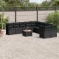 Preview: ARDEBO.de - 11-tlg. Garten-Sofagarnitur mit Kissen Schwarz Poly Rattan