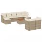 Preview: 10-tlg. Garten-Sofagarnitur mit Kissen Beige Poly Rattan