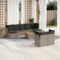 Preview: ARDEBO.de - 10-tlg. Garten-Sofagarnitur mit Kissen Grau Poly Rattan