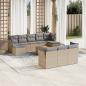 Preview: ARDEBO.de - 11-tlg. Garten-Sofagarnitur mit Kissen Beige Poly Rattan