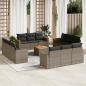 Preview: ARDEBO.de - 13-tlg. Garten-Sofagarnitur mit Kissen Grau Poly Rattan