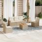 Preview: ARDEBO.de - 6-tlg. Garten-Sofagarnitur mit Kissen Beige Poly Rattan