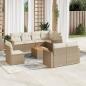 Preview: ARDEBO.de - 9-tlg. Garten-Sofagarnitur mit Kissen Beige Poly Rattan