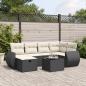 Preview: ARDEBO.de - 7-tlg. Garten-Sofagarnitur mit Kissen Schwarz Poly Rattan