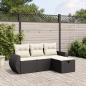 Preview: ARDEBO.de - 4-tlg. Garten-Sofagarnitur mit Kissen Schwarz Poly Rattan