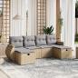 Preview: ARDEBO.de - 6-tlg. Garten-Sofagarnitur mit Kissen Beige Poly Rattan