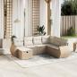 Preview: ARDEBO.de - 7-tlg. Garten-Sofagarnitur mit Kissen Beige Poly Rattan