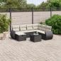 Preview: ARDEBO.de - 8-tlg. Garten-Sofagarnitur mit Kissen Schwarz Poly Rattan