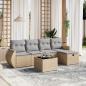 Preview: ARDEBO.de - 6-tlg. Garten-Sofagarnitur mit Kissen Beige Poly Rattan