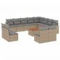 Preview: ARDEBO.de - 13-tlg. Garten-Sofagarnitur mit Kissen Beige Poly Rattan