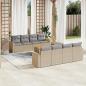 Preview: ARDEBO.de - 9-tlg. Garten-Sofagarnitur mit Kissen Beige Poly Rattan