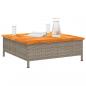 Preview: Gartentisch Grau 70x70x25 cm Rattan und Akazienholz