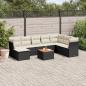 Preview: ARDEBO.de - 9-tlg. Garten-Sofagarnitur mit Kissen Schwarz Poly Rattan