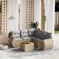 Preview: ARDEBO.de - 6-tlg. Garten-Sofagarnitur mit Kissen Beige Poly Rattan