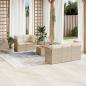 Preview: ARDEBO.de - 6-tlg. Garten-Sofagarnitur mit Kissen Beige Poly Rattan