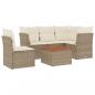 Preview: ARDEBO.de - 6-tlg. Garten-Sofagarnitur mit Kissen Beige Poly Rattan