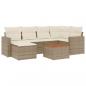 Preview: ARDEBO.de - 7-tlg. Garten-Sofagarnitur mit Kissen Beige Poly Rattan