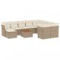 Preview: ARDEBO.de - 11-tlg. Garten-Sofagarnitur mit Kissen Beige Poly Rattan