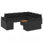 Preview: ARDEBO.de - 13-tlg. Garten-Sofagarnitur mit Kissen Schwarz Poly Rattan