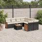 Preview: ARDEBO.de - 9-tlg. Garten-Sofagarnitur mit Kissen Schwarz Poly Rattan