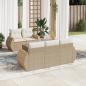 Preview: ARDEBO.de - 6-tlg. Garten-Sofagarnitur mit Kissen Beige Poly Rattan