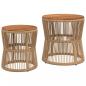 Preview: Garten-Beistelltische 2 Stk. mit Holzplatte Beige Poly Rattan