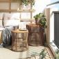 Preview: Garten-Beistelltische 2 Stk. mit Holzplatte Beige Poly Rattan