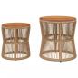 Preview: Garten-Beistelltische 2 Stk. mit Holzplatte Beige Poly Rattan