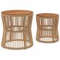 Preview: Garten-Beistelltische 2 Stk. mit Holzplatte Beige Poly Rattan