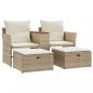 Preview: ARDEBO.de - Gartensofa 2-Sitzer mit Hockern Beige Poly Rattan