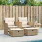 Preview: Gartensofa 2-Sitzer mit Hockern Beige Poly Rattan