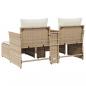 Preview: Gartensofa 2-Sitzer mit Hockern Beige Poly Rattan