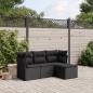 Preview: ARDEBO.de - 4-tlg. Garten-Sofagarnitur mit Kissen Schwarz Poly Rattan