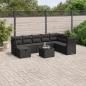 Preview: ARDEBO.de - 9-tlg. Garten-Sofagarnitur mit Kissen Schwarz Poly Rattan