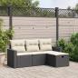 Preview: ARDEBO.de - 4-tlg. Garten-Sofagarnitur mit Kissen Schwarz Poly Rattan