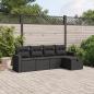 Preview: ARDEBO.de - 5-tlg. Garten-Sofagarnitur mit Kissen Schwarz Poly Rattan