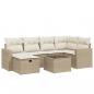 Preview: 7-tlg. Garten-Sofagarnitur mit Kissen Beige Poly Rattan