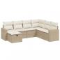 Preview: 7-tlg. Garten-Sofagarnitur mit Kissen Beige Poly Rattan