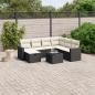 Preview: ARDEBO.de - 8-tlg. Garten-Sofagarnitur mit Kissen Schwarz Poly Rattan