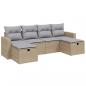 Preview: 6-tlg. Garten-Sofagarnitur mit Kissen Beige Poly Rattan