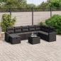 Preview: ARDEBO.de - 9-tlg. Garten-Sofagarnitur mit Kissen Schwarz Poly Rattan