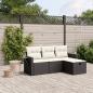 Preview: ARDEBO.de - 4-tlg. Garten-Sofagarnitur mit Kissen Schwarz Poly Rattan