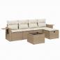 Preview: 6-tlg. Garten-Sofagarnitur mit Kissen Beige Poly Rattan