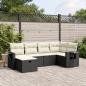 Preview: ARDEBO.de - 6-tlg. Garten-Sofagarnitur mit Kissen Schwarz Poly Rattan