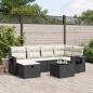 Preview: ARDEBO.de - 7-tlg. Garten-Sofagarnitur mit Kissen Schwarz Poly Rattan