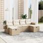 Preview: ARDEBO.de - 6-tlg. Garten-Sofagarnitur mit Kissen Beige Poly Rattan